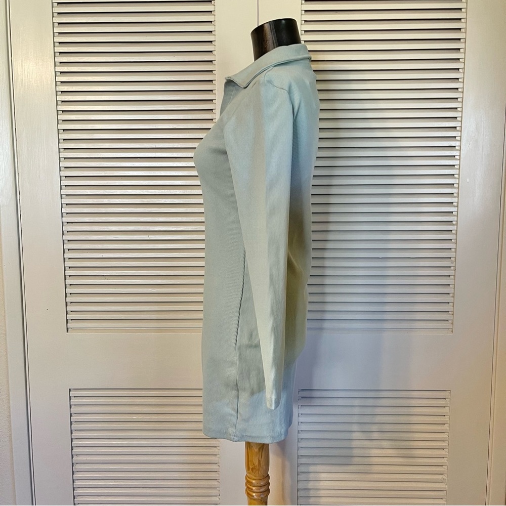Nasty Gal Sage V Neck Collar Ribbed Dress - Picture 3 of 8